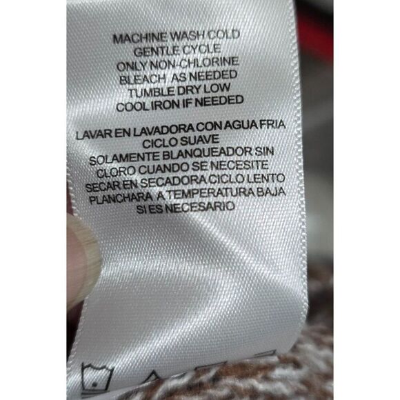 Madden NYC Brown/White Cropped Knit Long Sleeve Sweater Tie Back Detail Collared - Picture 7 of 7